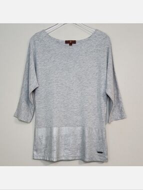 7 For All Mankind Girls Grey/Silver 3/4 Sleeve T-Shirt, Size S ~ EUC